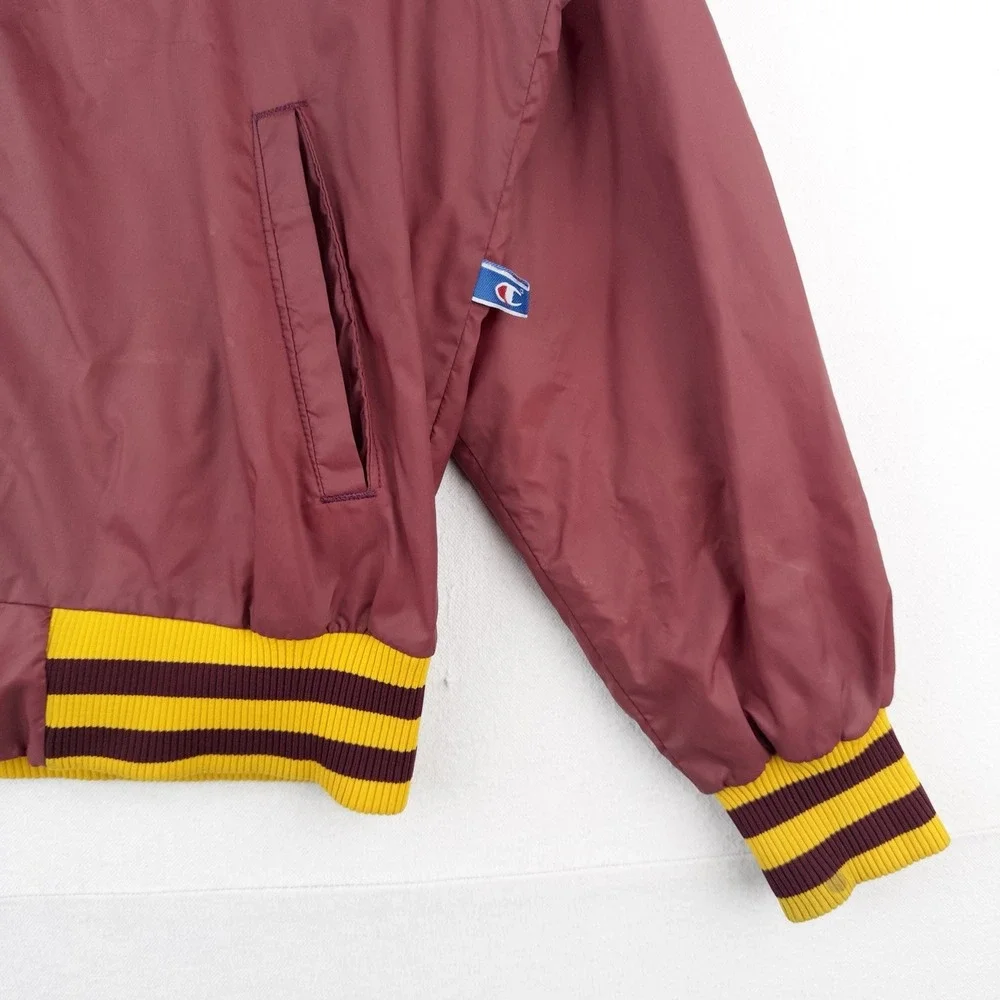 70's Vtg Champion Eureka College Nylon Varsity Jacket Medium Snap Front Made USA